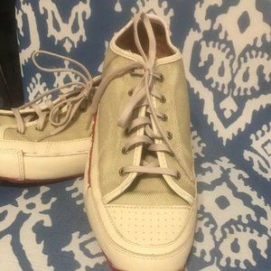 Tan Leather Red Stripe Sneaker, 8